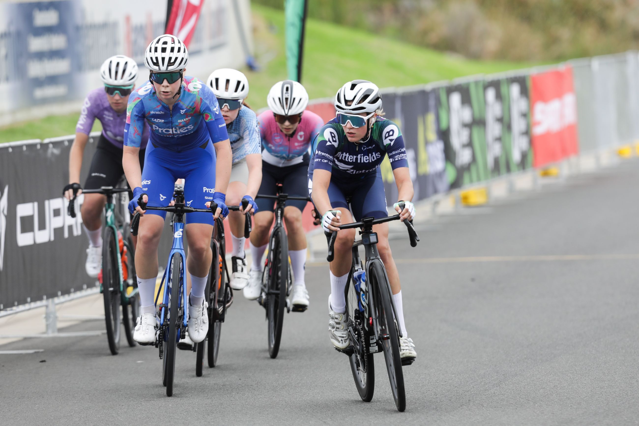 Alli Anderson, Talia Appleton lead a breakaway of five riders during the final stage 3 of the women's Harbour City GP, part of the ProVelo Super League (PSL)
